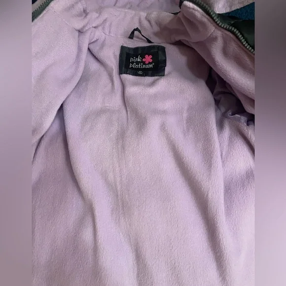 Girls Puff Coat Jacket Size 6x Charcoal Grey and Purple - Picture 5 of 5